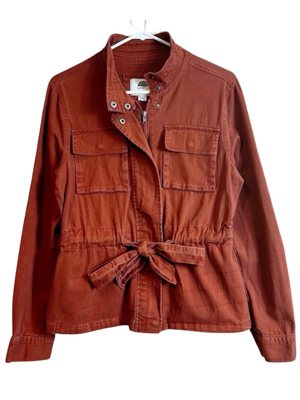 1 Sunset Lane Brick Waist Tying Zippered Utility Jacket